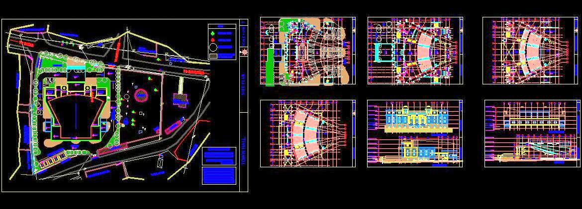 1000-Seat Auditorium DWG- G+2 Floors with Basement